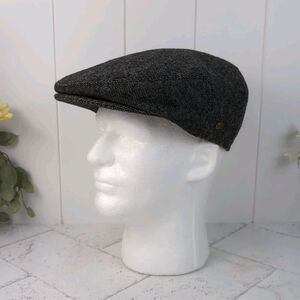 EPOCH Men's Black Wool Tweed Newsboy Ivy Cabbie Driving Cap Medium IV2150